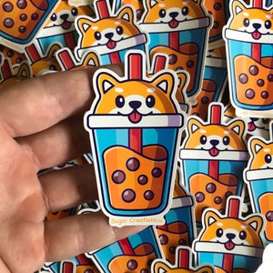 Kawaii Boba Shiba Aufkleber