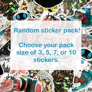 Zufälliges Stickerpack! Wähle die Packungsgröße von 3, 5, 7 oder 10 Aufklebern!