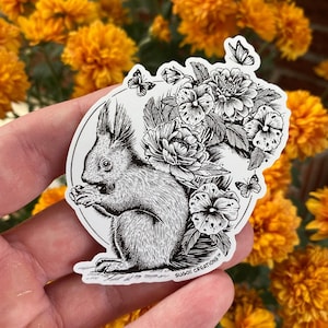 Eichhörnchen und Blumen Sticker