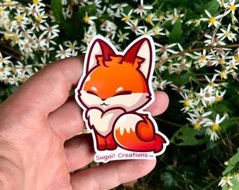 Cute Kawaii Fox Waterproof Vinyl Sticker. An adorable sticker for your laptop, kindle, water bottle, and journal.