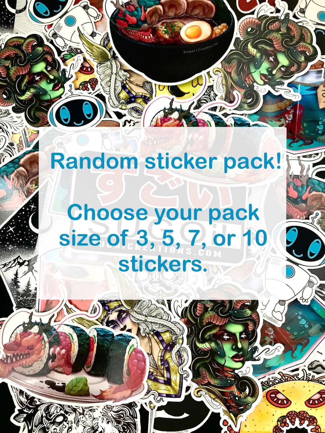Random Sticker Pack! Choose Your Pack Size of 3, 5, 7, or 10 Stickers ...