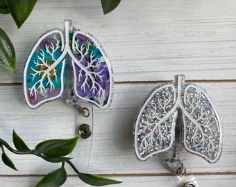 resin lungs badge reel | floral badge reel | custom badge reel | handmade badge reel | resin badge reel