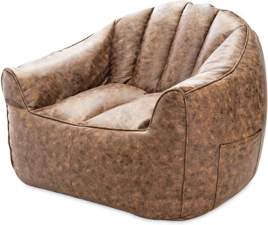 Leather Bean Bag Armchair Cover Huge Bean Bag Chair for Etsy