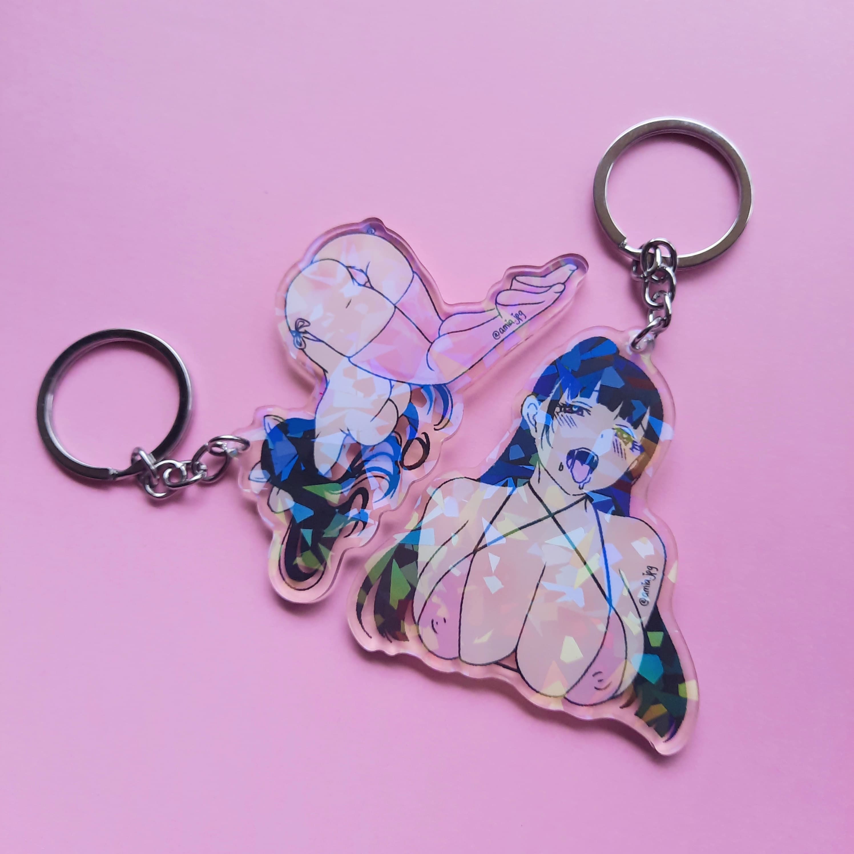 Holographic Hentai Anime Keychain