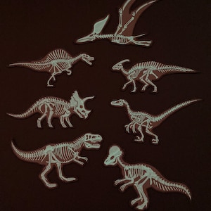 Set of 7 iron on embroidered patches Pachycephalosaurus Pterodactyl Velociraptor Spinosaurus Triceratops Parasaurolophus Tyrannosaurus rex