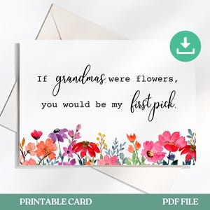 Muttertagskarte, druckbare Karte, Grußkarte für Oma, Wildblumen, beste Oma aller Zeiten, vom Enkelkind, digitaler Download