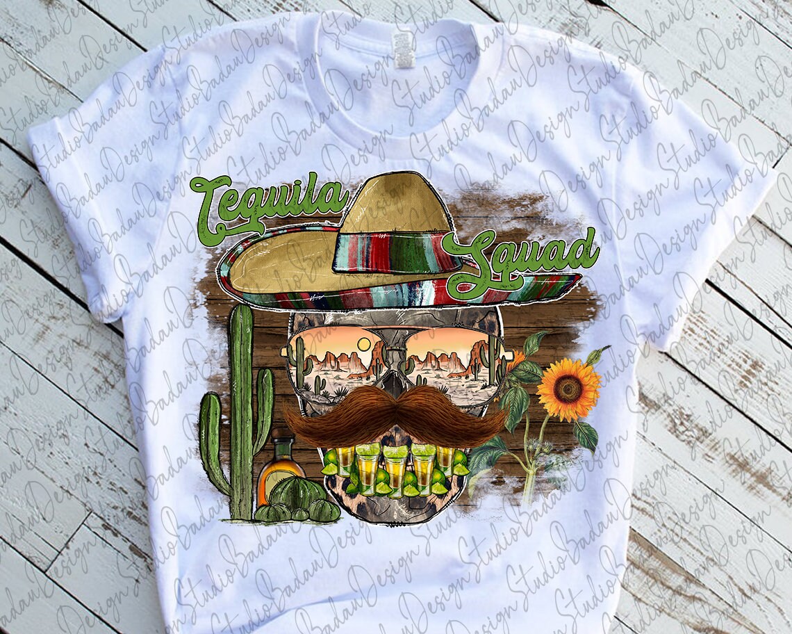 Tequila Squad Png File Mexican Skull Skull Png Serape Etsy