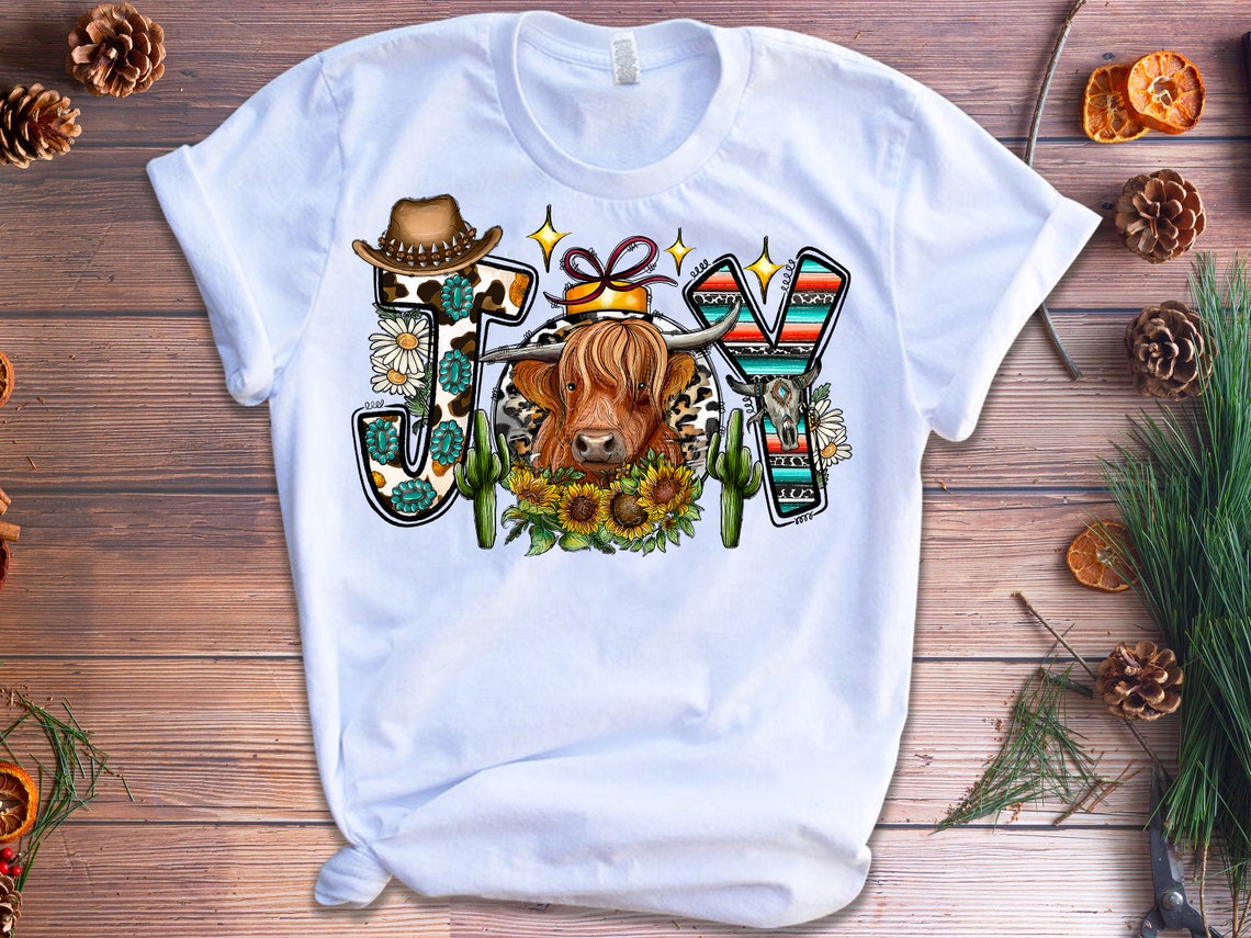 Joy Cow Png Merry Christmas Cow Png Highland Cow Cactus - Etsy