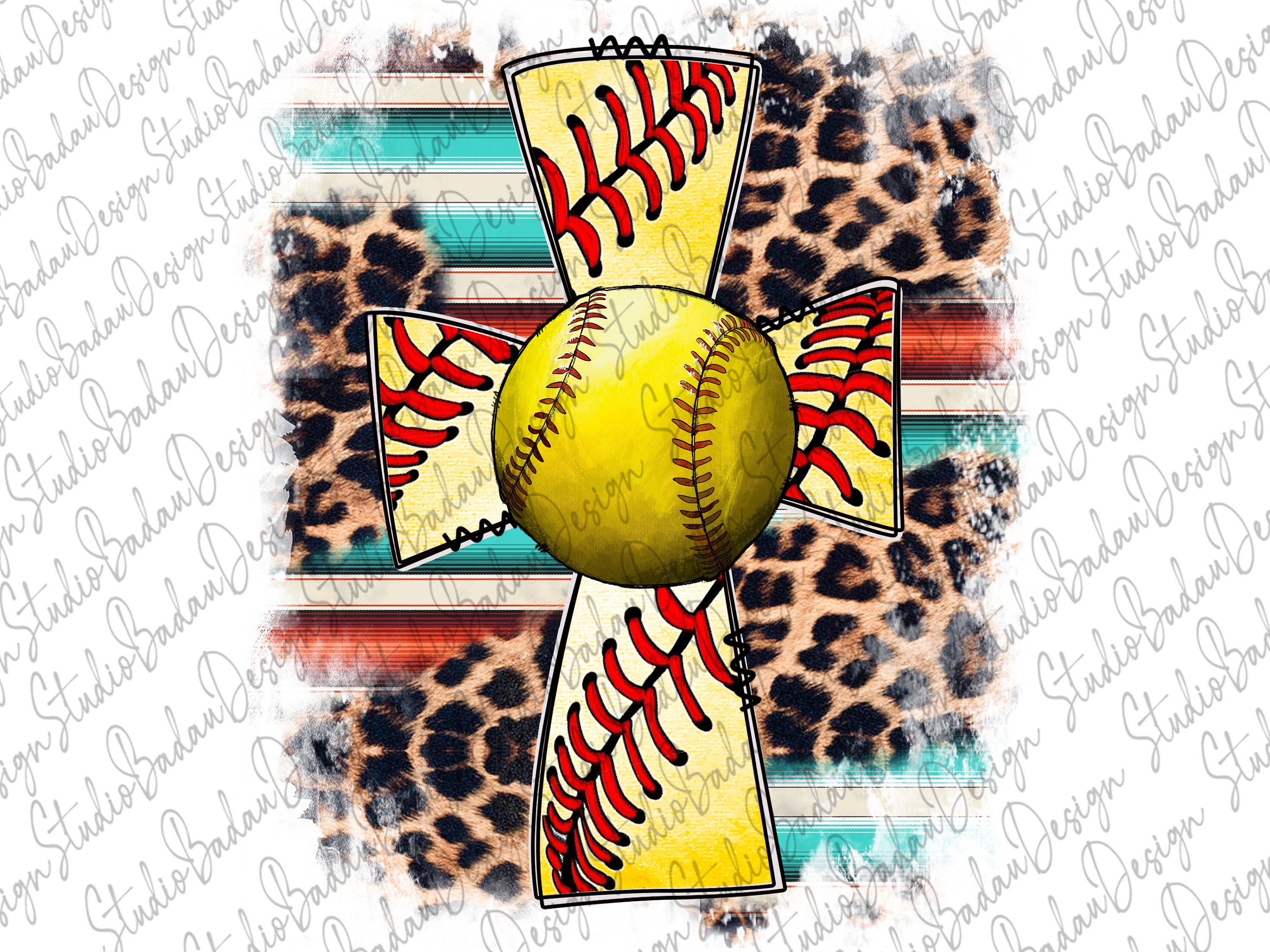 Softball Cross Png File Cowhide Western Leopard Cross Png Etsy