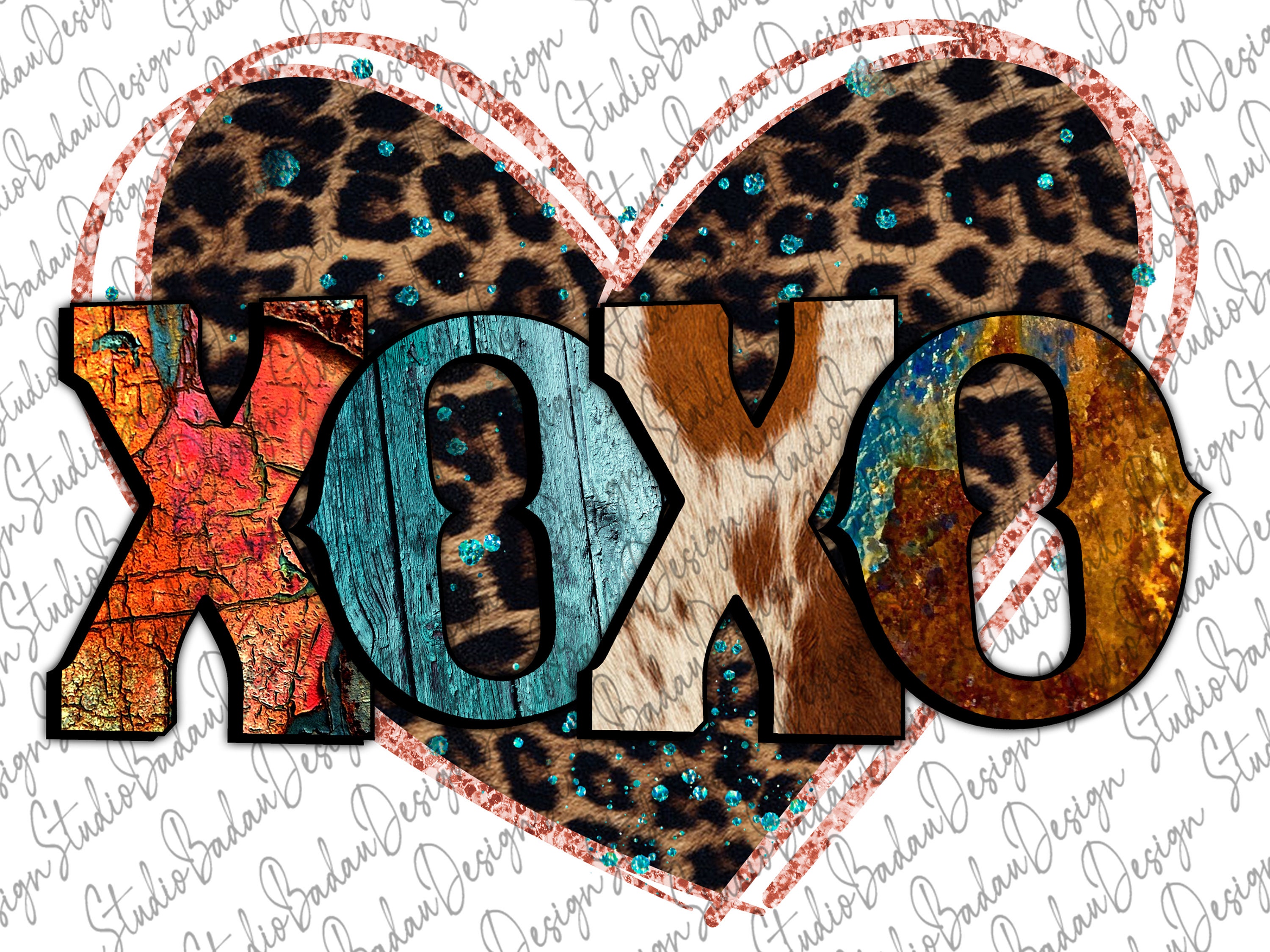 Black Stripes Floral Valentine/'s Clip Art Sublimation Print adn Cut Design XOXO Heart Gold INSTANT DOWNLOAD Leopard Digital Png File