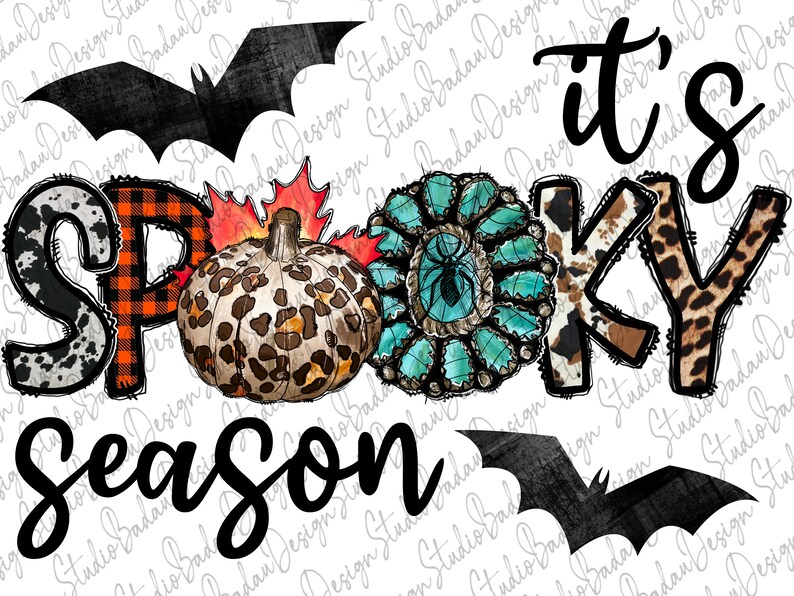 It's Spooky Season Png, Pumpkin Png, Happy Halloween Png, Spooky Png, Gemstone Turquoise, Western, Digital Download, Sublimation Design 