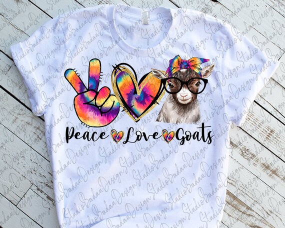 Custom Size Ready to Press Funny Sublimation Prints Goats Design 384 Peace Love Design Peace Love Goats Sublimation Transfers