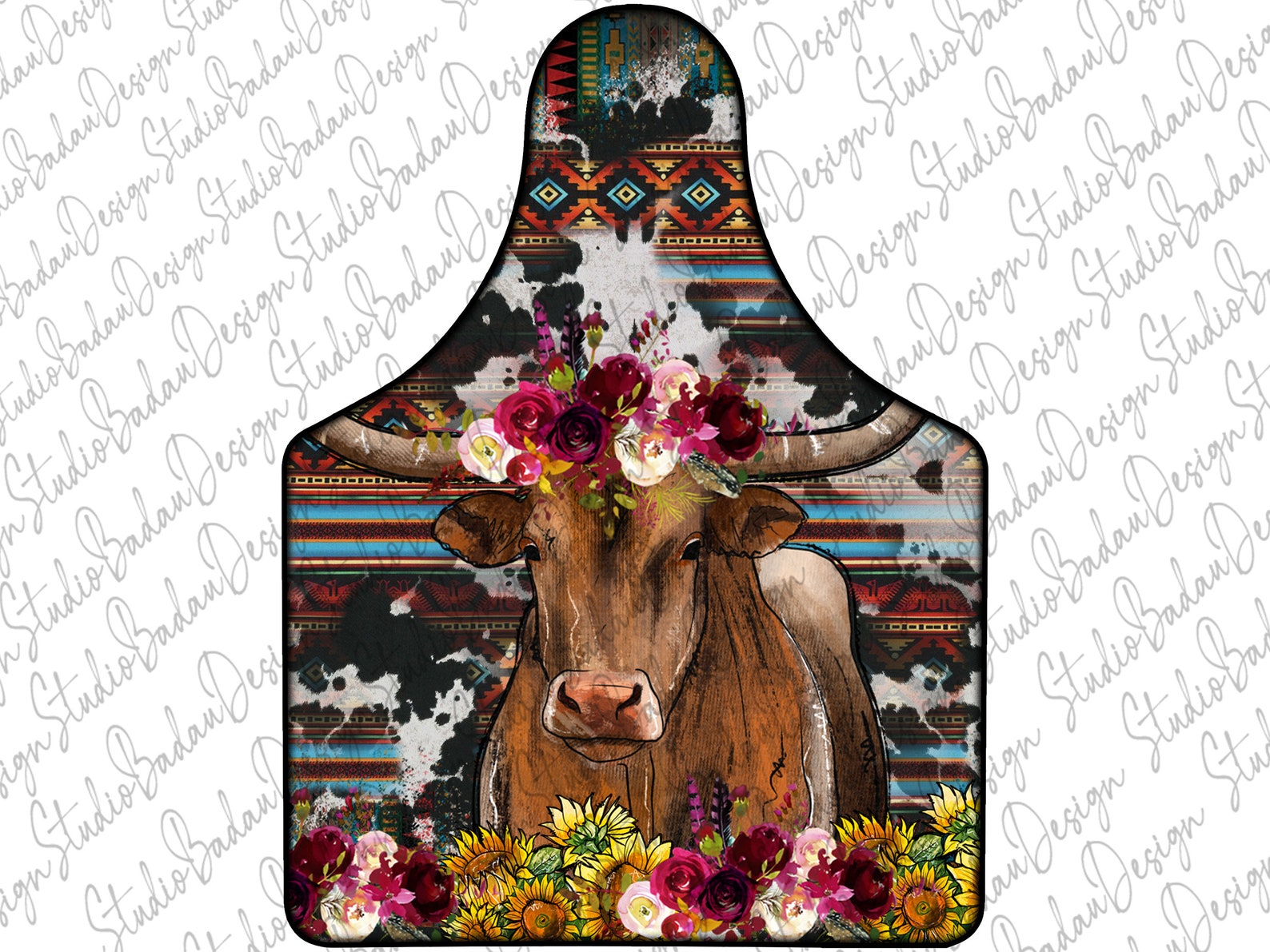 Animals Cow Tag Png Western Design Cow Tag Png Cow Design | Etsy