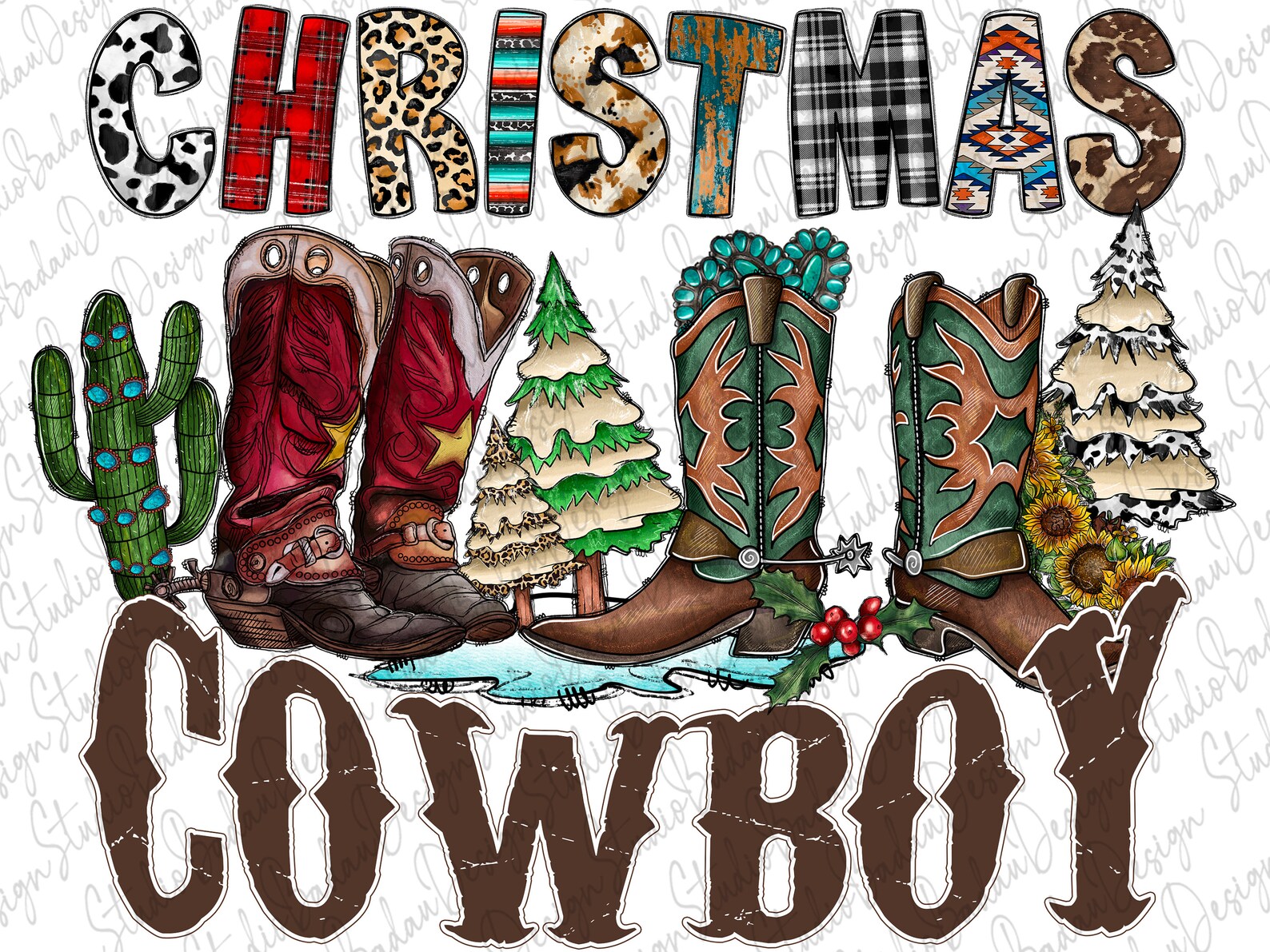 Christmas Cowboy Png Cowboy Boots Png Merry Christmas - Etsy