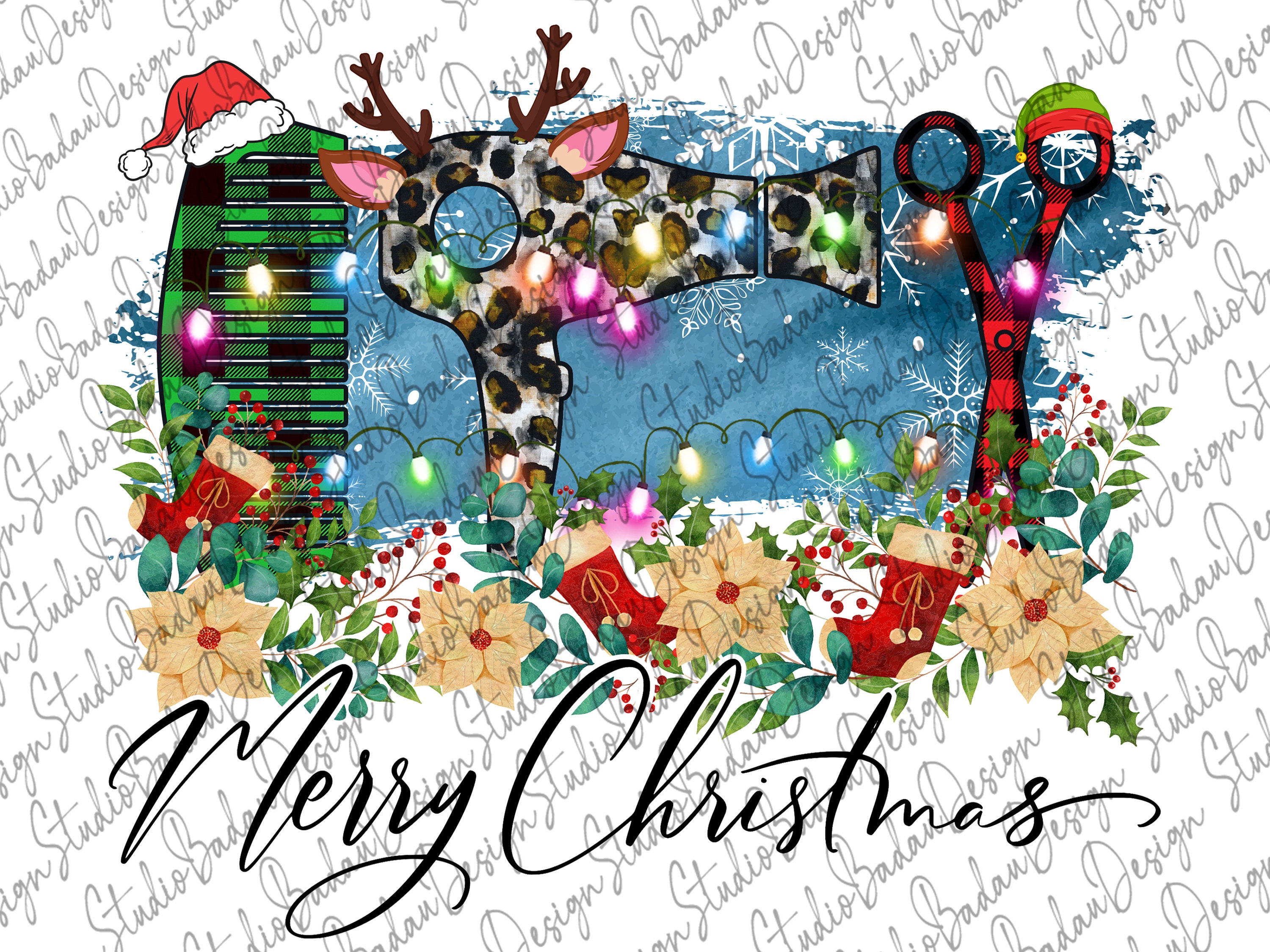 Merry Christmas Hairdresser Digital Download Sublimation Etsy