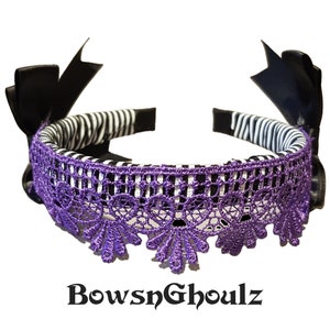 Banda gótica para el cabello, accesorios púrpuras para el cabello gótico Punk Steampunk alternativa accesorio para el cabello extravagante