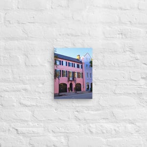 Rainbow Row Canvas Print, Colorful Home Decor Wall Art, Charleston Photo, 9x12