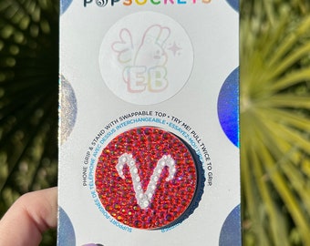 Aries Popsocket - Astrology Zodiac Phone Grip - Rhinestone Bling