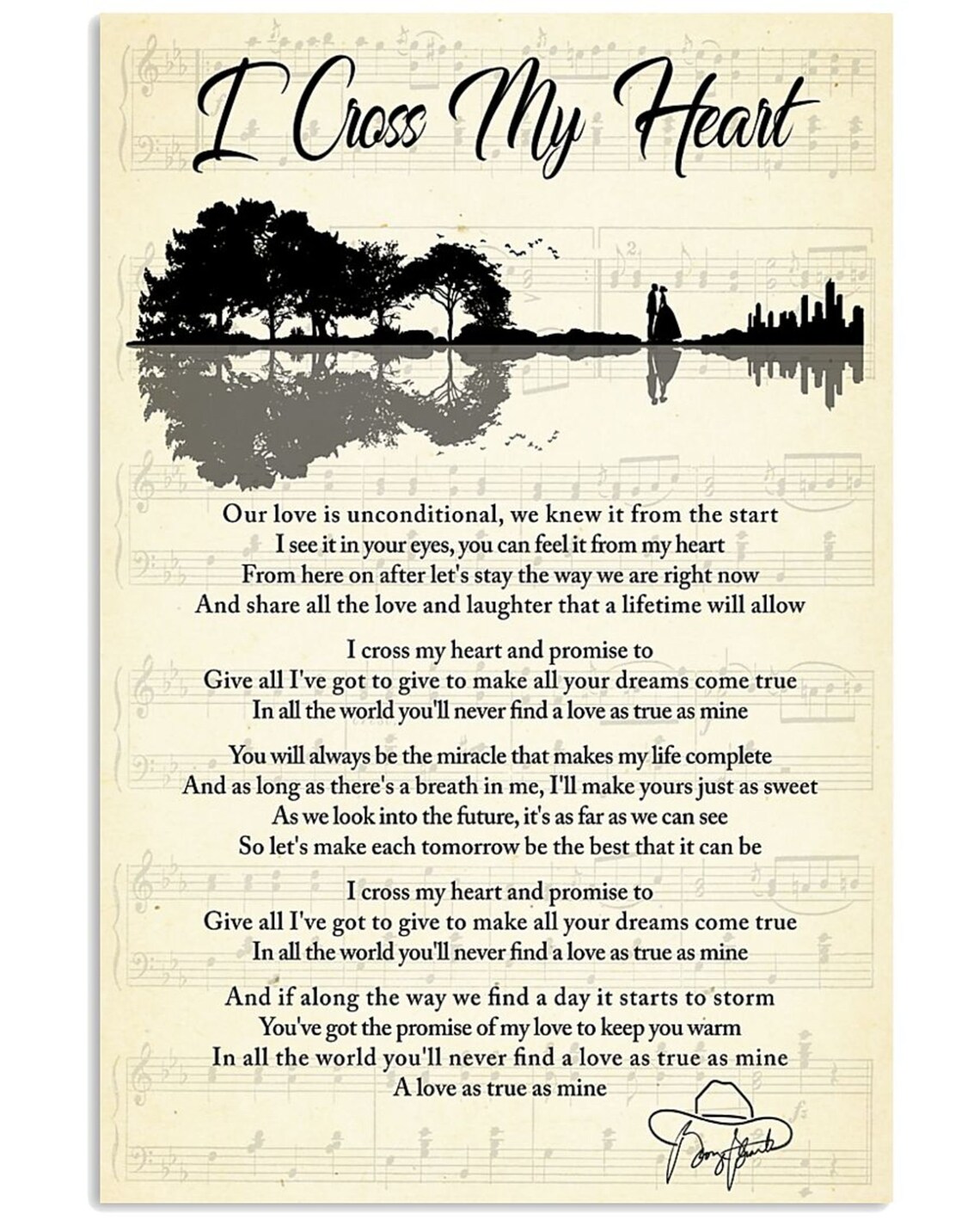 I Cross My Heart George-Strait Lyrics Signature vintage | Etsy