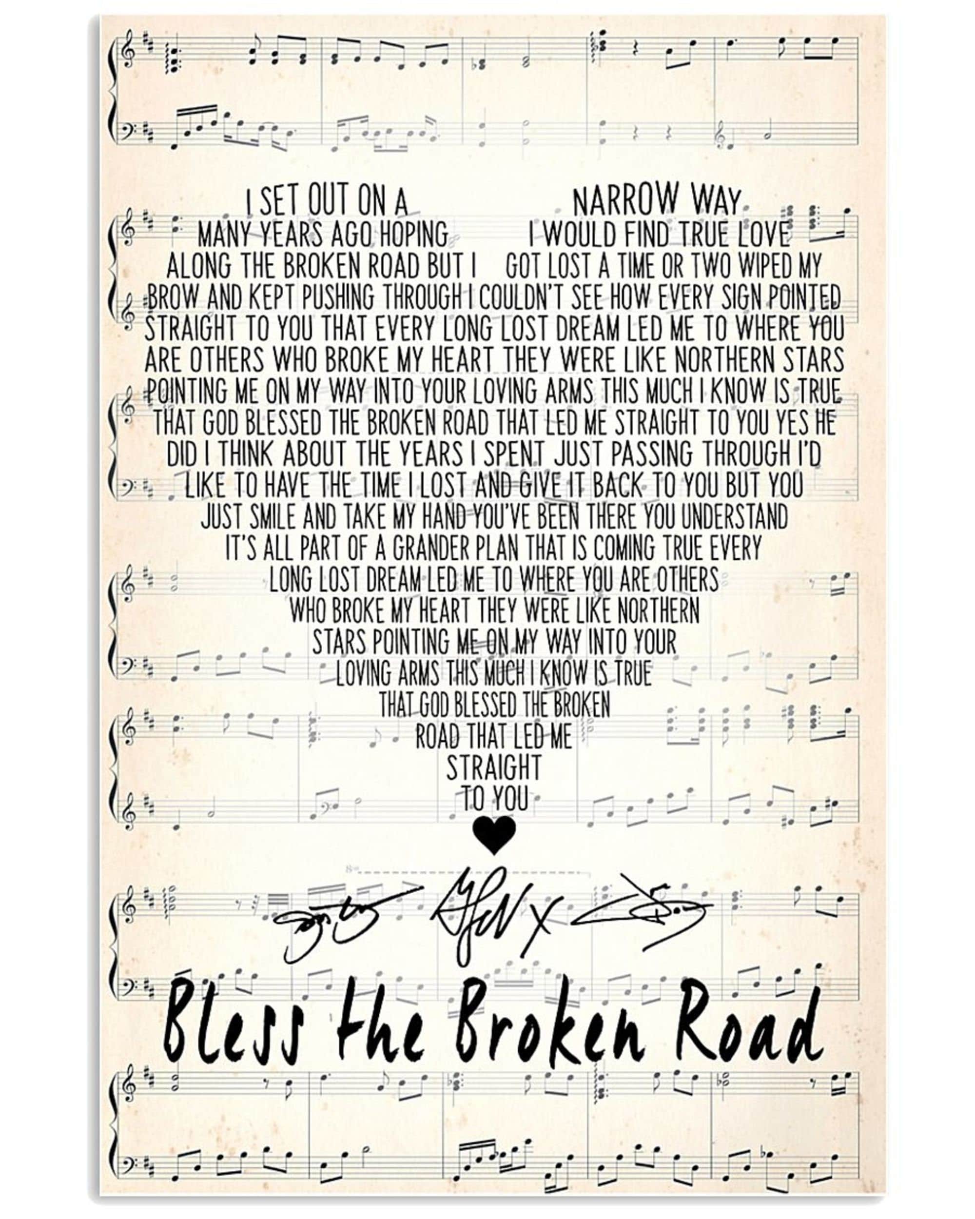Bless the broken road rascal flatts lyrics song poster script etsy