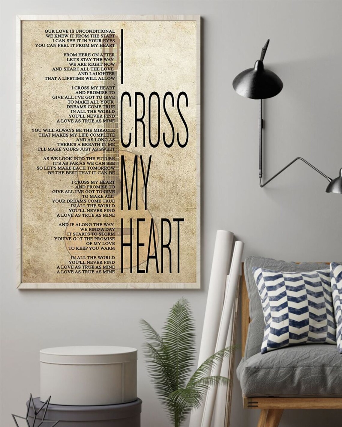 Guitar I Cross My Heart George-Strait Lyrics Vintage Poster | Etsy