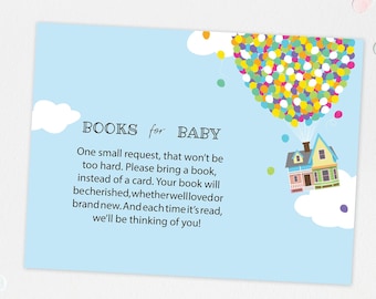 UP Books for Baby Insert Card, Balloons Baby Shower Invitation, Baby shower Invite, Adventure is out there, Printable, DIY Shower, Neutral