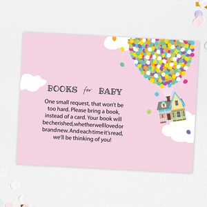 UP Boeken voor Baby Insert Card Roze, Ballonnen Baby Girl Douche Uitnodiging, Baby shower Uitnodigen, Avontuur is daar, Afdrukbaar, DIY Douche