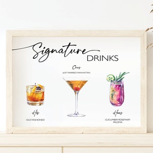Jego i Jej Znak Napojów, Plakat Na Weselny Bar Koktajlowy, Plakat Na Spersonalizowane Menu Napojów, Nasz, Lista Wino Piwo Do Wydruku, Pobierz Do Wydruku