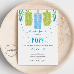 Ready to Pop Baby Shower Invite, Summer Baby Shower Invite, Popsicle Invite, Sweet Little Baby Shower Invitation, Boy Shower Invitation 1008