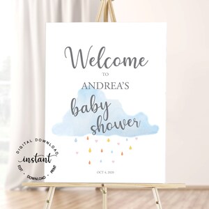Cloud Baby Shower Welcome Sign, Editable Baby Shower Template, Baby Welcome sign, Baby Shower poster, PDF Template, Instant Download 1001