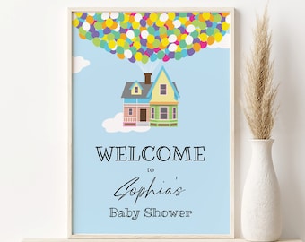 UP Baby Shower Welcome Sign, Up Theme Editable Baby Shower Template, Baby Welcome sign, Baby Shower poster, PDF Template, Instant Download