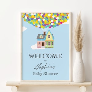 UP Baby Shower Willkommensschild, Up Theme Bearbeitbare Babypartyvorlage, Baby-Willkommensschild, Babypartyplakat, PDF-Vorlage, Sofort-Download