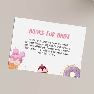 Sweet Baby Girl Boeken voor Baby Insert Card, Minnie Baby shower, Candyland, Candy Shop Uitnodigen, Bewerkbare sjabloon, Afdrukbaar, DIY Douche