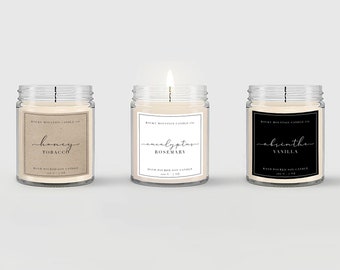 Candle Label Template Monochrome, Modern Candle Label, Custom Product Label, Editable Labels, Printable Candle Labels, Personalized Label
