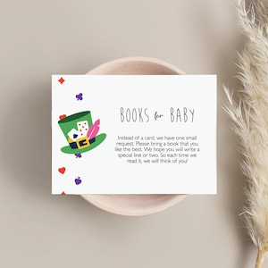 Alice in Wonderland Boeken voor Baby Insert Card, Baby Shower Uitnodiging, Baby shower Uitnodigen, Afdrukbaar, DIY Douche, Mad Hatter