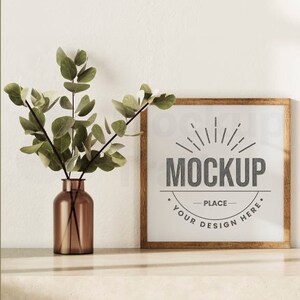 Square  Frame Mockup, Frame Mockup PSD, Wood frame mockup, Farmhouse mockup, Wall Art mockup, Art Print Mockup, Poster mockup, Boho Mockup..