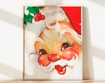 Santa Printable Wall Art Decor,Christmas Downloadable Print,Holiday Decor Vintage,Christmas Decor Victorian,Painting Santa Christmas gifts.