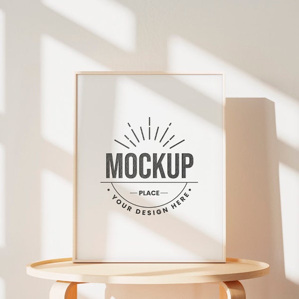 Sunlight 8x10 Frame Mockup, Shadow Overlay Wall Art Mockup, Art Print Mockup, Poster Mockup, Frame Mockup, Wood Frame Mockup.