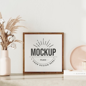 Square Frame Mockup, Wood Frame Mockup, Farmhouse Mockup, Wall Art Mockup,  Art Print Mockup, Poster mockup, Frame Mockup, Boho Mockup.