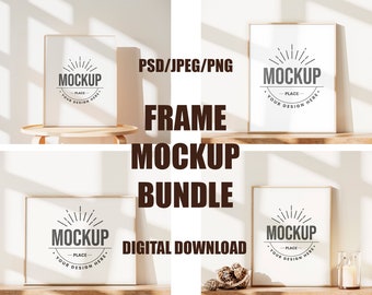 Scandinavian Frame Mockup Bundle, Frame Mockup, Wood Frame  Mockup, 8x10 Frame Mockup, Wall Art Mockup, Art Print, Boho Mockup, PSD Mockups.