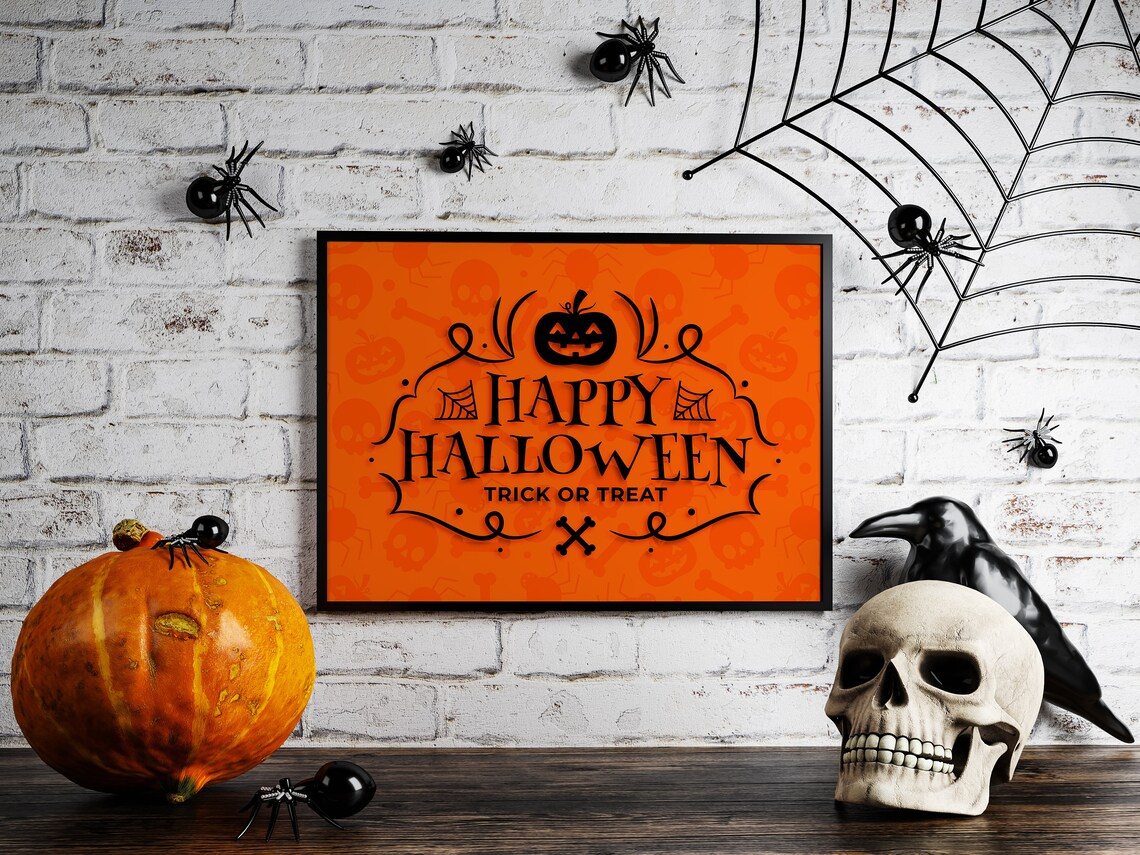 Horizontal frame mockup Halloween Frame Mockup Room mockup