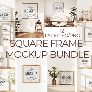 Frame Mockup Bundle, Square Frame Mockup Bundle, Wall Art Mockup, Poster Mockup, Wood Frame Mockup, Art Print Mockup.