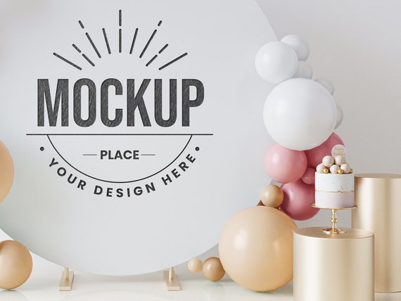 Party Backdrop Mockup, Stand Mockup, Round Sign Mockup, Welcome