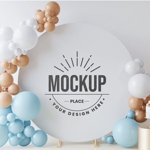 Backdrop Stands Mockup, Welcome sign Mockup PSD, Balloon Garland Mockup, Background support stand Mockup , Baby Shower Mockup, Party Mockup.
