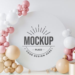 Mockup Template Images for Canva for Parties,  Decoration Backdrop Stands Mockup, Balloon Decor Mockup, Party Backdrop Mockup,product podium