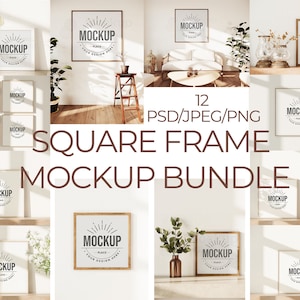 Square Frame Mockup, Black Frame Mockup, Wall Art Mockup, Minimalist Mockup, Art Print Mockup, PSD Mockup.