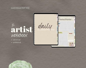 Cuaderno de práctica creativa diaria / Diario digital con indicaciones, planificador autoguiado, registro de práctica en el estudio / Para artistas y creativos