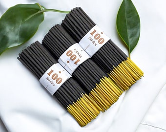 Black Plain Unscented Raw Incense Sticks - Wholesale Bulk Order - Premium Quality - Private Label - Bali Incense Burner Included