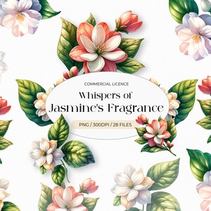 Aquarel jasmijnbloemen clipartset - lente bloemen SVG: Balinese bloemen, uitnodigingen, kaarten, decoraties, digitale download