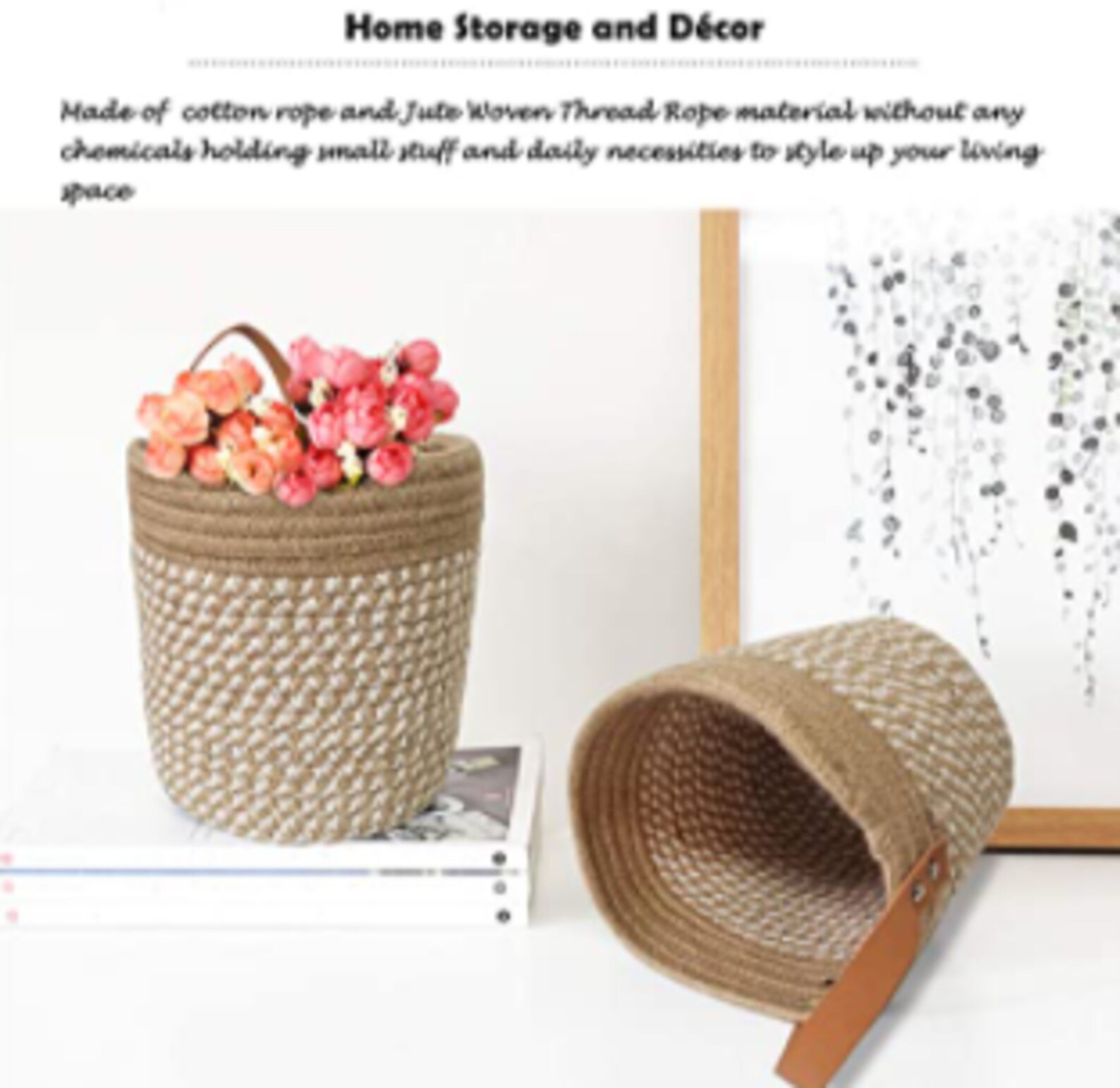 Wall Hanging Organizer Storage Baskets Set of 2Small Jute Etsy